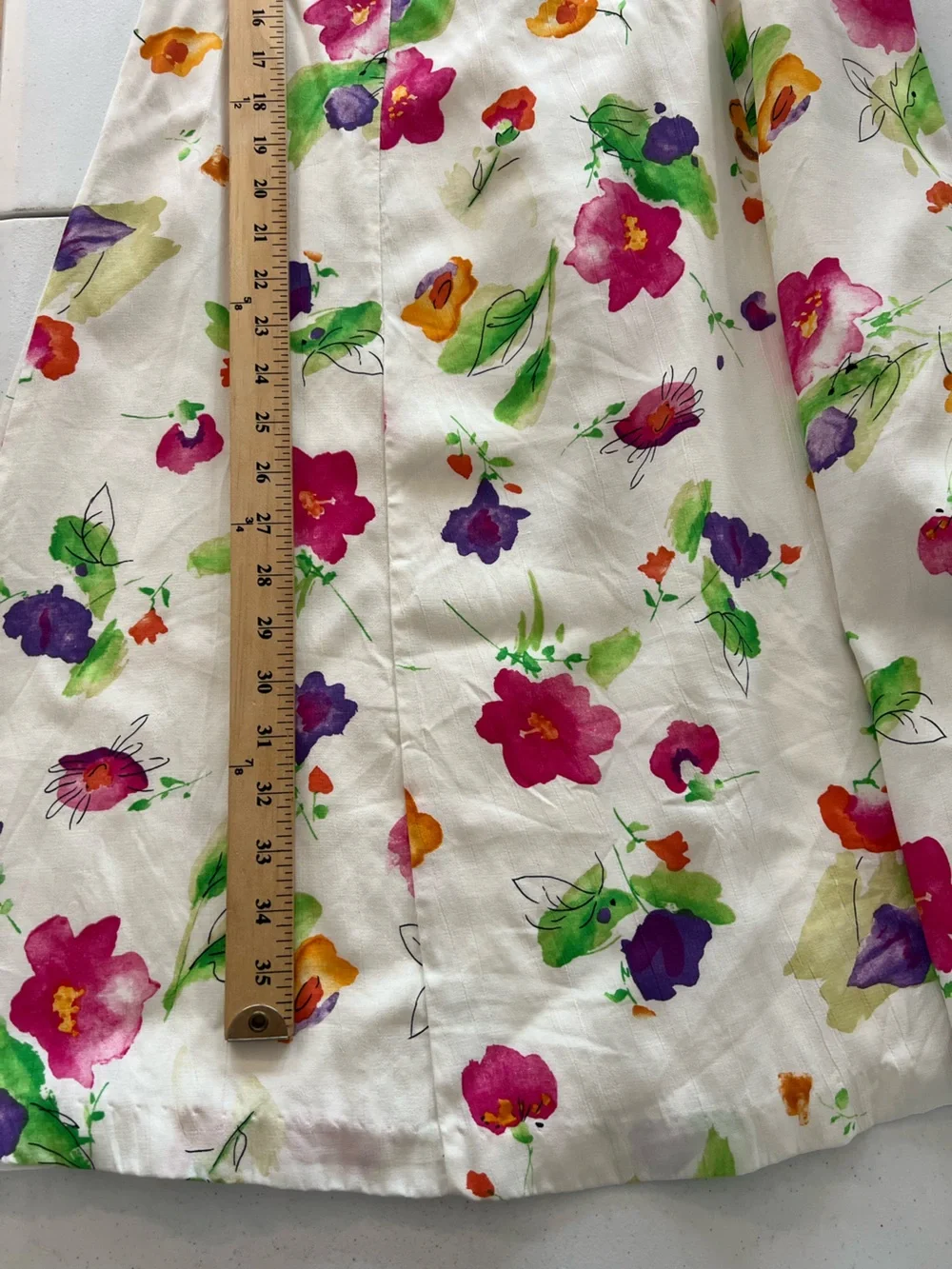 American Girl Girls Floral A-Line Dress White Watercolor Flower Print * Flaw